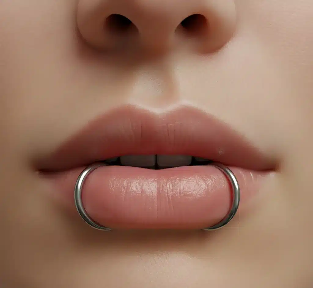 Piercing de labio en Valencia: medusa, labret y snake bites con titanio grado implante — BlackDrip Studio.