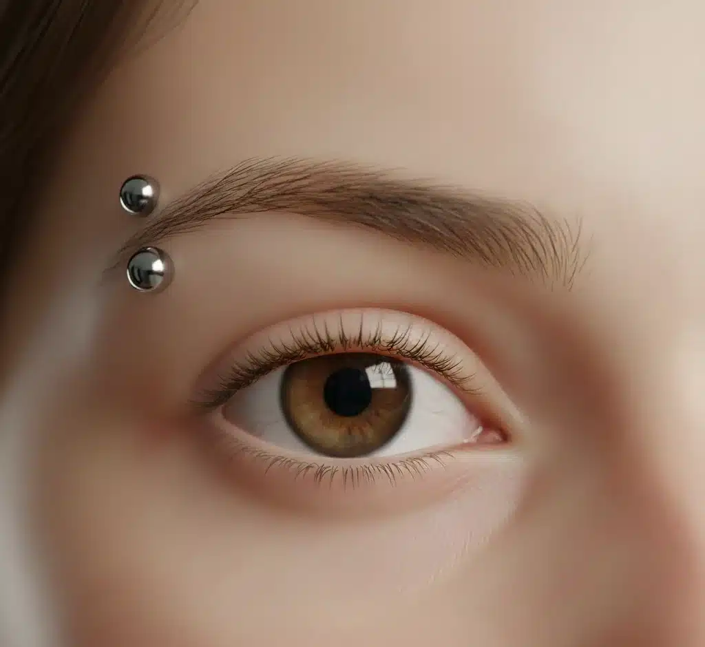 Piercing de ceja en Valencia: vertical y horizontal con titanio grado implante — BlackDrip Studio.